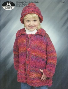 Plymouth Knitting Pattern S143 Rimini Rainbow Little Girl's Coat & Hat 1-6yrs - Picture 1 of 2