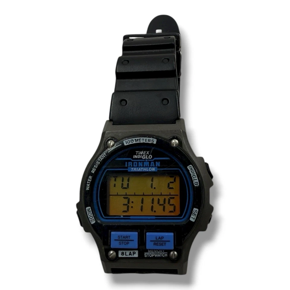 1992 Vintage Timex 'Bill Clinton' BLUE Ironman Triathlon Digital Watch - Image 1 of 4