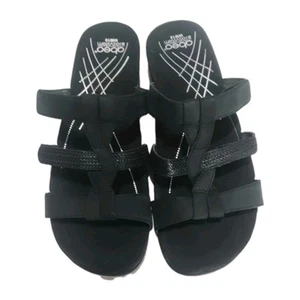 ABEO Biostem Gia Sandals Women Black Leather US 10 w/ Adjustable Strap Closure - Picture 1 of 6