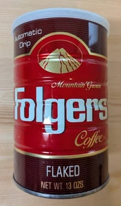 Folgers Ancienne boîte à café en flocons 13 oz avec couvercle - Photo 1/6