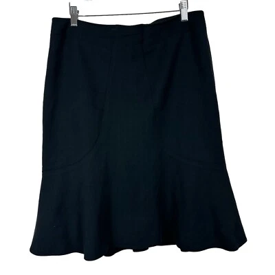 Falda Rompecabezas Mujer Talla 12 Negra Gris Mezcla Lana Carrera Oficina Trabajo Acampanada Foto 1 de 4