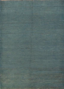 Handmade Gabbeh Solid Design Wool Modern Rug - Blue" 4x5 ft - Picture 1 of 18
