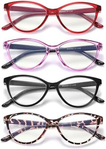 Jawsock 4 Pack Blue Light Blocking Glasses for Women,Designer Cat Eye Frame - Picture 1 of 4