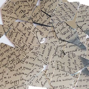 Sequin Long Diamond 1.75" Black Silver Midsummer Nights Dream Shakespeare Script - Picture 1 of 1