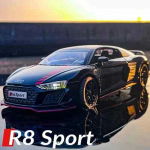 1:24 Audi R8 V10 Sport Diecast Model Car With Sound & Light Kids Toy Gift - Picture 1 of 17