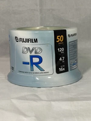 Fujifilm 50Pk DVD-R Blank Discs New/Sealed 120 Min 4.7GB Record 1x Up To 16x - Image 1 of 4