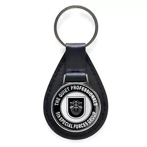 Schlüsselanhänger 5. Spezialeinheiten Gruppe ruhige Profis schwarz Leder silber Keyri - Bild 1 von 3