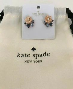NWT Kate Spade Wild Garden Stubs Earrings OORU2879 - Rose Gold/Blue Multi - Picture 1 of 2