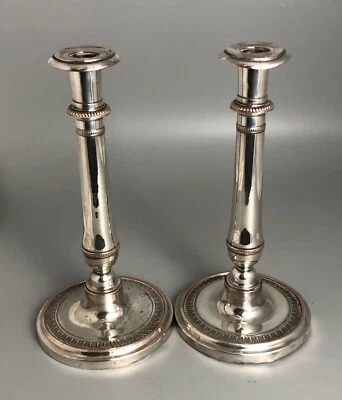 Candelabros enchapados georgianos antiguos Sheffield c1800 CZX Foto 1 de 4