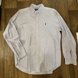 Ralph Lauren Shirt Mens Yarmouth Pinpoint Oxford Button Up Pink Blue XL - Picture 1 of 6