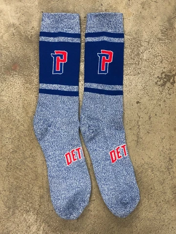 Detroit Pistons NBA Mens Large Socks Fits 6-12 PKWY Varsity Crew Royal Red Cover