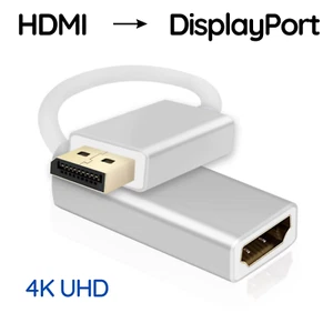 HDMI Buchse auf DisplayPort Stecker Adapterkabel UHD 4K Highspeed Alu-Gehäuse - Bild 1 von 7