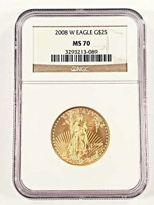 2008-W $25 Gold 1/2 Oz. Burnished American Eagle Graded by NGC as MS-70 - Image 1 of 2