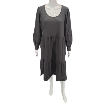 Canyon Retreat Womens Trendy Midi Dress with Pockets Petite Large Size Black - Image 1 of 4