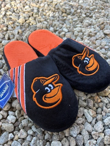 MLB Baltimore Orioles Stripe Logo Slide Slippers Size Men Large by FOCO Cover