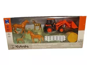 New Ray 1:32 Kubota M5-111 Tractor Farm Horse Toy Set 10 Pieces New - Picture 1 of 2