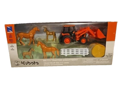 New Ray 1:32 Kubota M5-111 Tractor Farm Horse Toy Set 10 Pieces New - Image 1 of 2