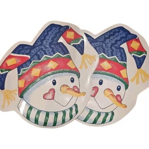 VTG Daisy Kingdom Vinyl Placemats Snow People Set Of 2 Round Style 2036EVP W/Tag - Picture 1 of 6