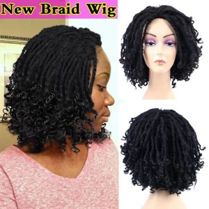 Afro Curly Wigs Black Crochet Braids Wigs Medium Part Synthetic Dreadlock Hair - Picture 1 of 8