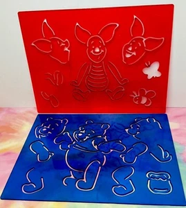 Disney Hard Plastic Stencil Plates Lot Winnie The Pooh Piglet Multiple Positions - Picture 1 of 7