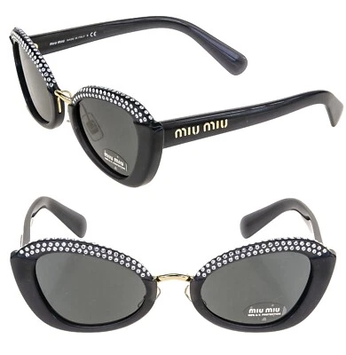 Gafas de sol MIU MIU MU05WS gris ópalo cristal pedrería roca ovaladas moda 05W Foto 1 de 4