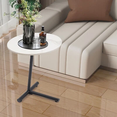 Round Side Table Modern Side Table Minimalist Coffee Table White - Image 1 of 4