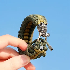 Nordic Outdoor Rhinoceros Lanyard Bracelets Men Vikings Survival Paracord Bangle - Picture 1 of 34