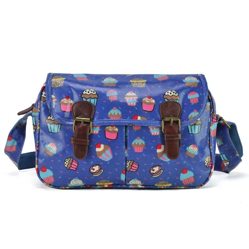Azul oscuro - Bolso mensajero con patrón de postre de dibujos animados tela de aceite Foto 1 de 1