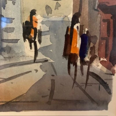 Art MCM Spain Manuel Vicente Mora Madrid Vino C La Plasa Watercolor Signed 1967 - Image 1 of 4