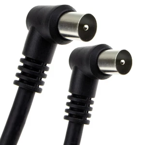 3m Black RF Lead Right Angle Male Plug to Plug Coaxial TV Freeview Cable - Picture 1 of 4