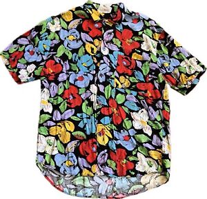 Vintage Jams World Shirt Men's M Multicolor Button Up Hawaiian Floral Art RARE