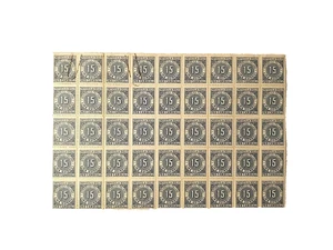 Marca da Bollo per Cambiali Foglio 45 Valori Lire 15 Blu Repubblica Italiana   - Bild 1 von 2