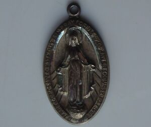 Vtg Sterling Silver Plus Catholic Pendant Medal 1830 Miraculous Mary Pray for Us