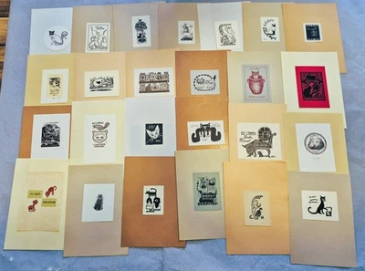 46)Nr.093,EXLIBRIS,verschieden Künstler Katzen  Konvolut, 44 Blätter - Bild 1 von 2