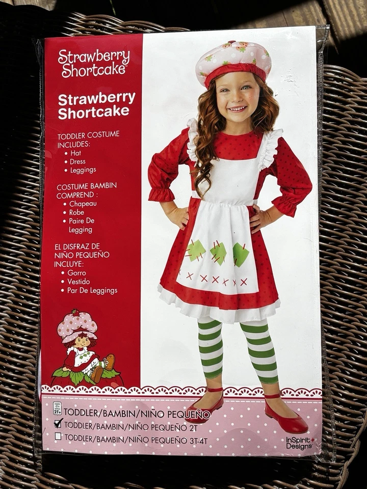 Strawberry Shortcake Halloween Costume Dress Hat Leggings Toddler 2T New CUTE - Image 1 of 4