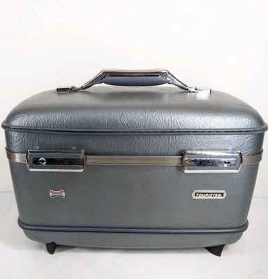 Estuche de mano/maquillaje American Tourister vintage con espejo azul/gris Foto 1 de 4