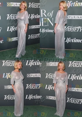 Sydney Sweeney Vestido Plateado Retrato 4 Estampado SET #1 SSSD4PS01 Foto 1 de 4