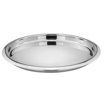 großes rundes Tablett Edelstahl hoher Rand - Servierplatte Ø 35 cm - Bild 1 von 2