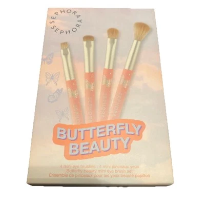 Sephora BUTTERFLY BEAUTY MINI Juego de brochas de ojos 4 piezas delineador de manchas sombra pliegue Nuevo en caja Foto 1 de 3