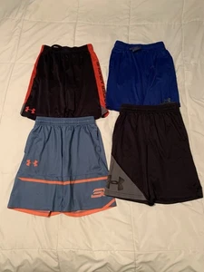 Lot Of 4 Under Armour Boys Athletic Mesh Basketball Shorts Youth Medium Loose SC - Picture 1 of 3