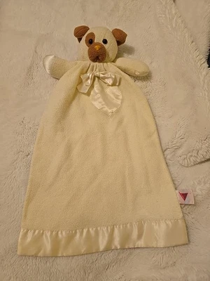 Manta de seguridad Dakin Baby Dog de felpa crema satinada borde corazón arco de colección 1994 Foto 1 de 4