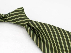 Burberry Silk Tie Green Red Stripes Men's Luxury Necktie Italy - Picture 1 of 6