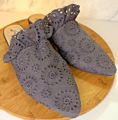 Sandalias planas Free People Sienna con ojales punta sin cordones gris oscuro talla 41 Foto 1 de 4