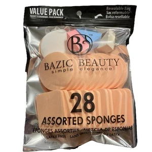Bazic Beauty Simple Elegance 28 Assorted Sponges ~ Resealable Bag~ New - Picture 1 of 2