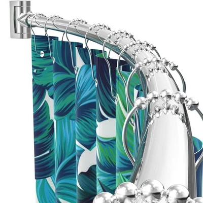 Barra de cortina de ducha curva para baño 38-72 pulgadas longitud ajustable curva... Foto 1 de 4