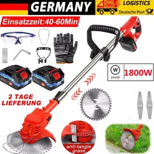 1800W Akku Rasentrimmer mit 2 Akkus & Ladegerät Elektro Freischneider Motorsense - Bild 1 von 14