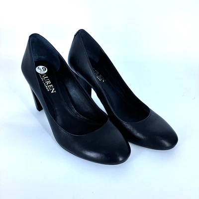 Zapatos de salón LAUREN Ralph Lauren Maddie punta redonda negros de cuero suave tacones altos de 3" 6,5B Foto 1 de 4