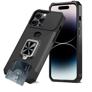 For iPhone 14 Pro/Plus Case with Rotation Ring Kickstand Fit Magnetic Car Mount - Picture 1 of 22