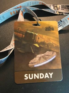 Star Wars Celebration Anaheim Sunday Badge & Lanyard Preowned *Millennium Falcon - Picture 1 of 2
