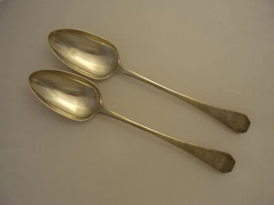 2 CUCHARAS DE MESA ANTIGUAS DE PLATA MONEDA AMERICANA ROBERT EVANS C 1790-1810 Foto 1 de 4